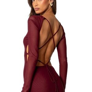 Edikted Deep Red Backless Dress